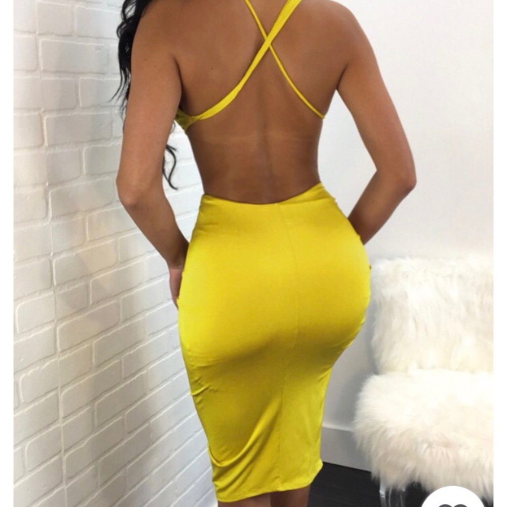 Yellow Bodycon Dress - Picture 2 of 2